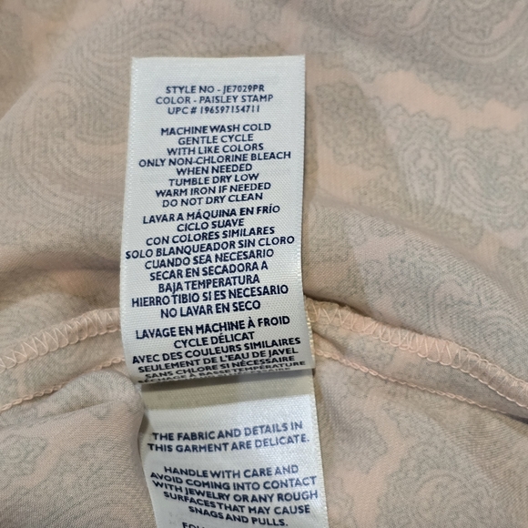 Joie Beige green Paisley Scallop edge Short Sleeve Blouse Sz XXL, NEW - Picture 6 of 6